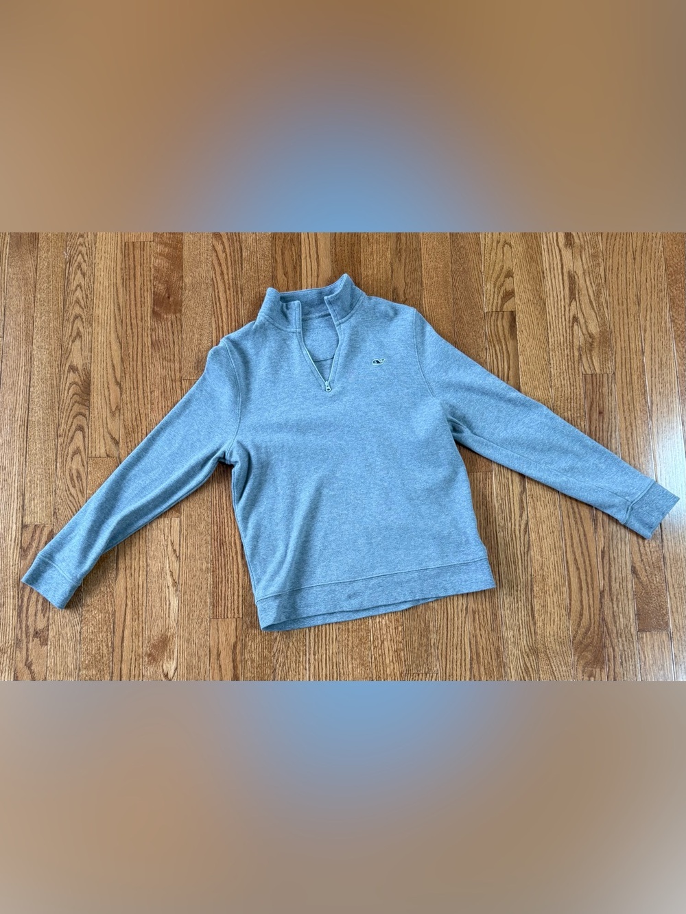 Vineyard Vines Gray with Blue Whale 1/4 Zip Pullover - Boys Large